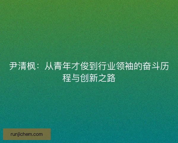 尹清枫：从青年才俊到行业领袖的奋斗历程与创新之路