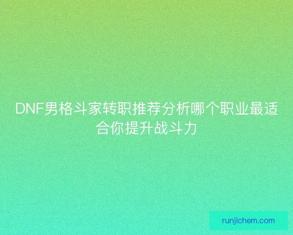 DNF男格斗家转职推荐分析哪个职业最适合你提升战斗力