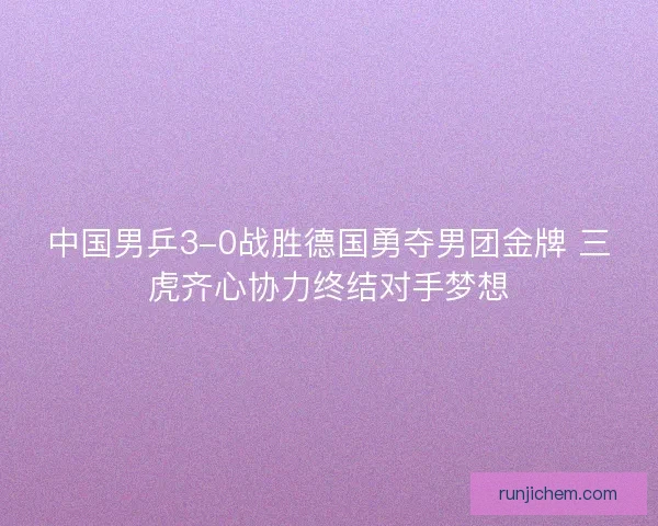中国男乒3-0战胜德国勇夺男团金牌 三虎齐心协力终结对手梦想
